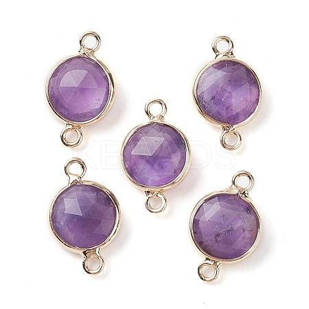 Natural Amethyst Connector Charms G-C102-09F-G-1
