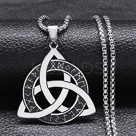 201 Stainless Steel Pendant Necklaces NJEW-C066-08P-1