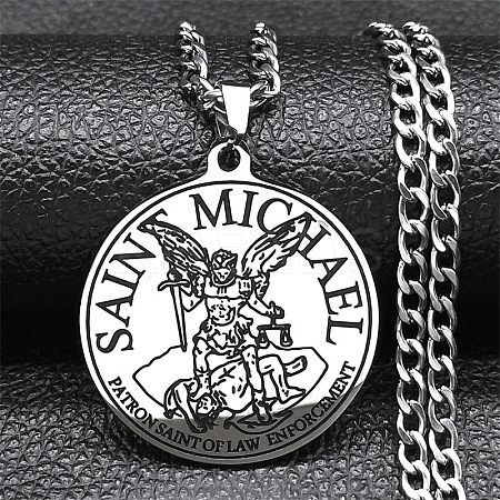 201 Stainless Steel Pendant Necklaces NJEW-C066-04P-1