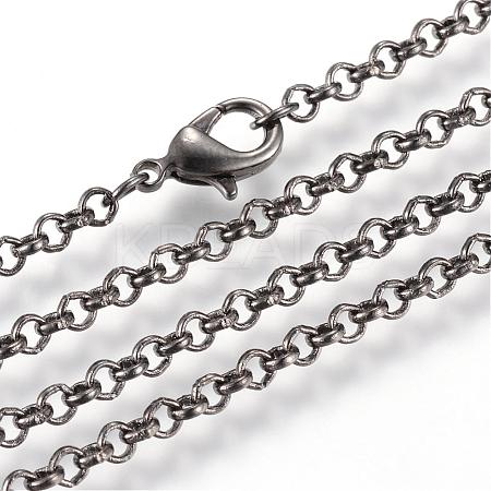 Iron Rolo Chains Necklace Making MAK-R015-75cm-B-1