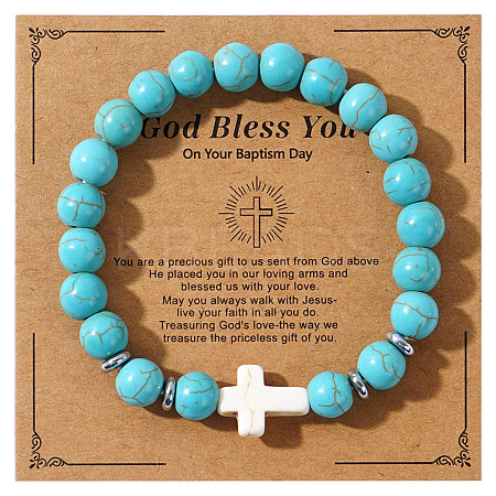 Natural Turquoise Beads Stretch Bracelets for Women Men LS-QT3282-9-1