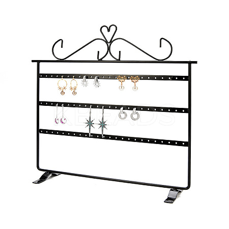 Triple Levels Rectangle Iron Earring Display Stand CON-PW0001-153B-1
