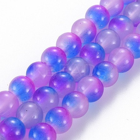 Spray Painted Glass Beads Strands GGLA-S058-001D-02-1