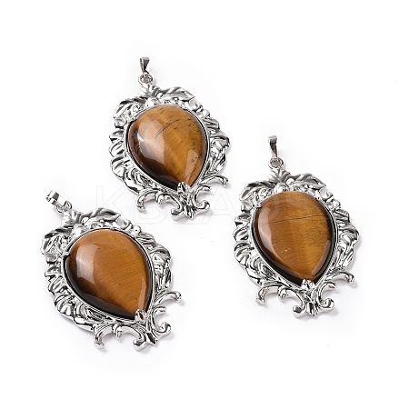 Natural Tiger Eye Big Pendants G-P496-01P-20-1