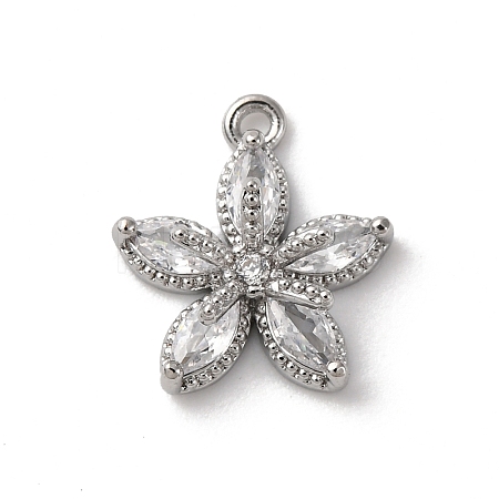 Brass Micro Pave Cubic Zirconia Charms KK-D371-04F-P-1
