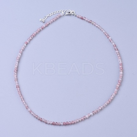 Natural Strawberry Quartz Beaded Necklaces NJEW-K114-B-A14-1