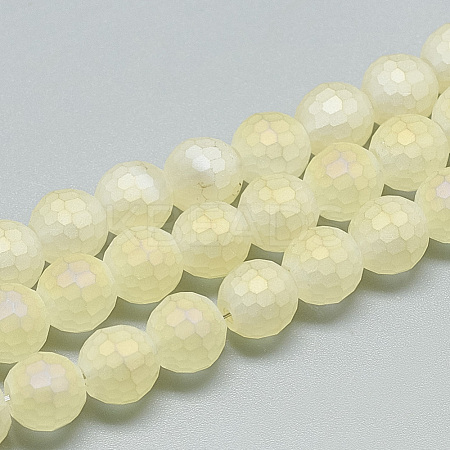 Electroplate Glass Beads Strands EGLA-Q108-10mm-08-1