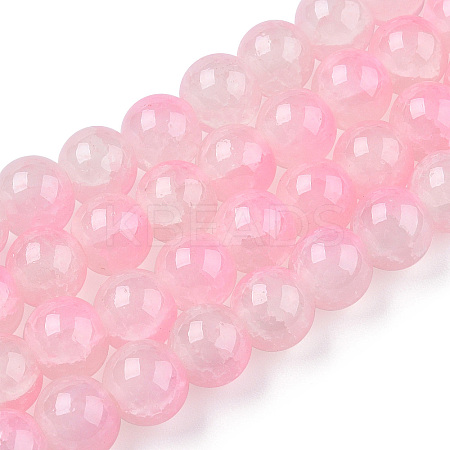 Crackle Baking Paint Imitation Jade Glass Beads Strands DGLA-T003-6mm-01-1