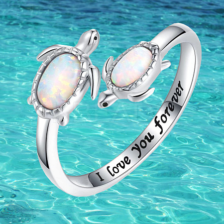 Alloy Opalite Adjustable Cuff Open Rings for Women FS-WG20668-01-1