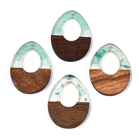 Transparent Resin & Walnut Wood Pendants LS-RESI-ZX017-24-1