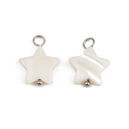 Natural Shell Star Pendants STAS-D378-35P-1