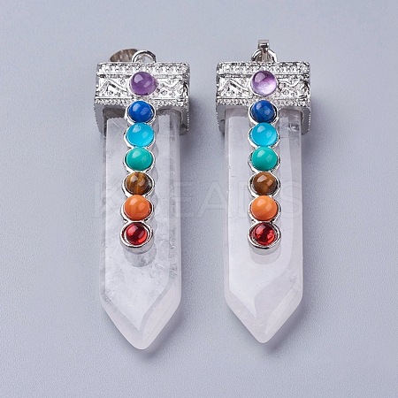 Natural Quartz Crystal with Synthetic & Natural Mixed Stone Chakra Big Pendants G-E415-A05-1