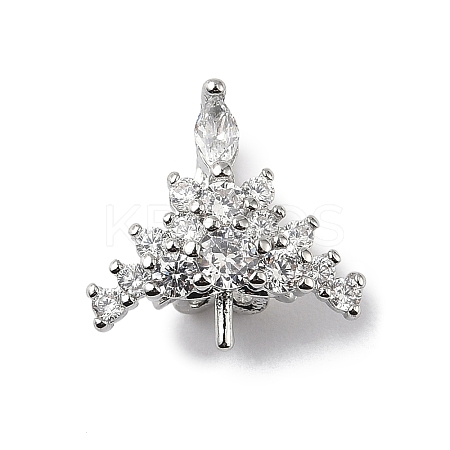 Brass Micro Pave Clear Cubic Zirconia Hoop Earring Findings KK-D369-03P-1