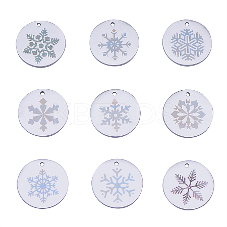 9 Pcs Christmas 304 Stainless Steel Pendants STAS-CJ0001-147-1