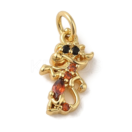 Brass Micro Pave Red Cubic Zirconia Pendants KK-R162-020A-G-1