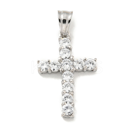 304 Stainless Steel Cubic Zirconia Pendants STAS-C102-01A-P-1