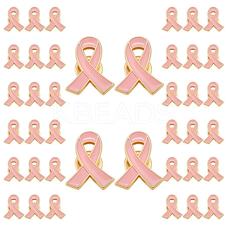 40Pcs Breast Cancer Awareness Pink Ribbon Enamel Pin JEWB-ME0001-22-1