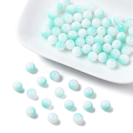 Two Tone Opaque Baking Paint Glass Beads Strands DGLA-YW0001-18E-1
