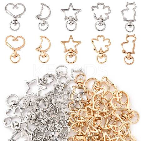 40Pcs 10 Styles Alloy Swivel Snap Hook Clasps FIND-FS0004-74-1