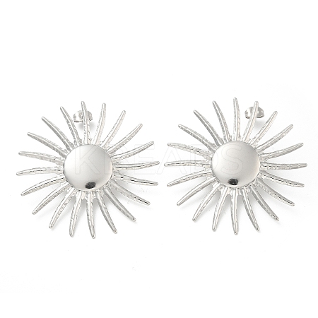304 Stainless Steel Flower Stud Earrings for Women EJEW-M089-09P-1