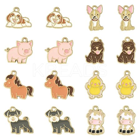 24Pcs 8 Styles Zinc Alloy Enamel Pendants ENAM-FS0004-05-1