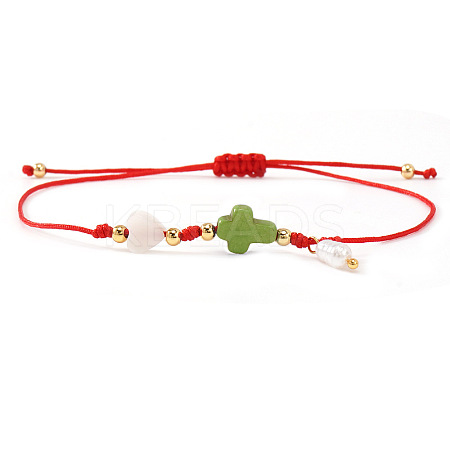 Plastic Imitation Pearl Charm Bracelets GR7958-1-1