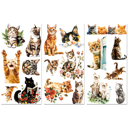 3 Sheets 3 Styles PVC Waterproof Decorative Stickers DIY-WH0404-069-1