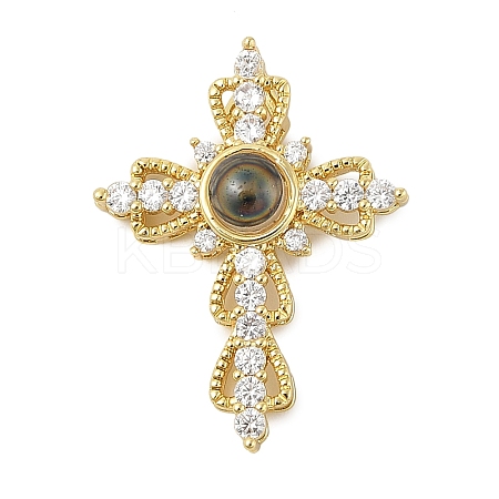 Brass Micro Pave Cubic Zirconia and Glass Pendants KK-M315-01G-04-1