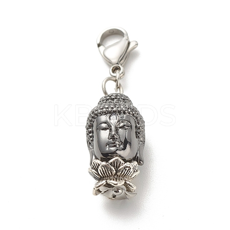 Brass Buddha Head Pendants HJEW-JM00576-1