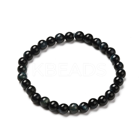 Dyed & Heated Natural Tiger Eye Round Beads Stretch Bracelets BJEW-JB06654-05-1