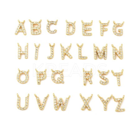 26Pcs Brass Micro Pave Clear Cubic Zirconia Pendants KK-H252-02G-1