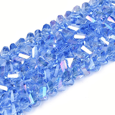 Electroplate Transparent Glass Beads Strands GLAA-N021-4mm-03-1