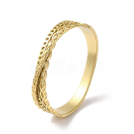 Cross 304 Stainless Steel Hollow Hinged Bangles for Women BJEW-I315-20G-1