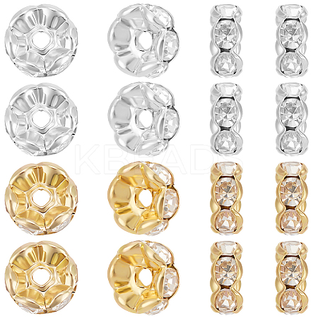 100Pcs 2 Colors Rack Plating Brass Rhinestone Spacer Beads KK-BBC0016-23B-1