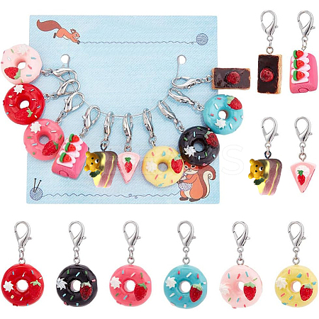 Resin Doughnut & Cake Pendant Decorations HJEW-PH01550-1
