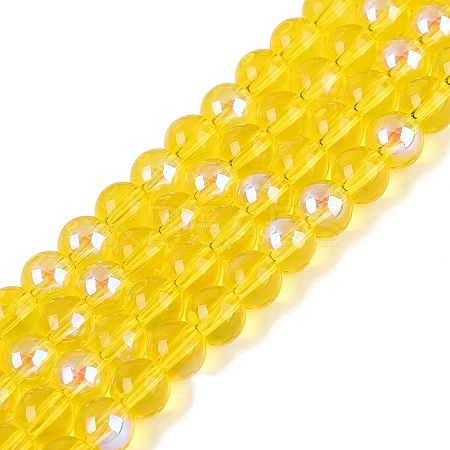 Transparent Electroplate Glass Beads Strands EGLA-Q132-6MM-01A-02-1