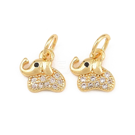 Brass Micro Pave Clear Cubic Zirconia Charms KK-H292-56C-G-1