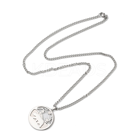 Non-Tarnish 304 Stainless Steel Double Layer Pendant Necklaces LS-NJEW-D047-05P-1