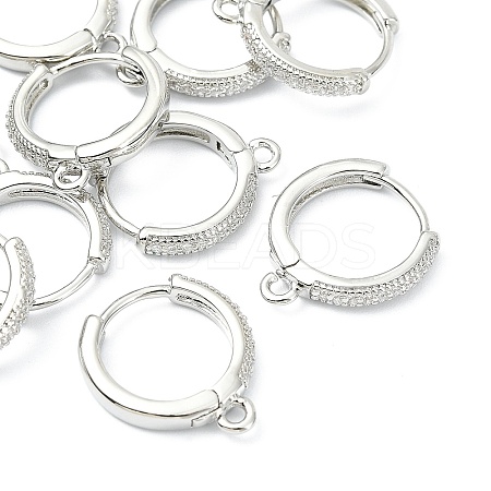 SHEGRACE Brass Micro Pave Clear Cubic Zirconia Hoop Earrings Findings XGR0155P-95P-1