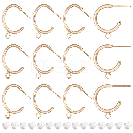 12Pcs Brass Ring Stud Earring Findings KK-BC0011-04-1