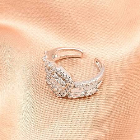 Brass Micro Pave Cubic Zirconia Cuff Rings for Women RJEW-Z113-51P-1