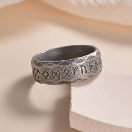Viking Rune 304 Stainless Steel Finger Rings for Men WGDF4AB-50-1