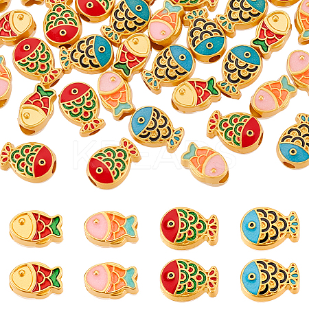 40Pcs 4 Styles Zinc Alloy Enamel Beads ENAM-PH0003-25-1