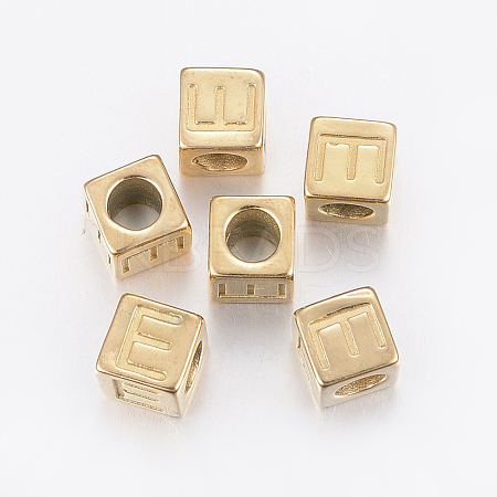 304 Stainless Steel Large Hole Letter European Beads STAS-H428-01G-E-1