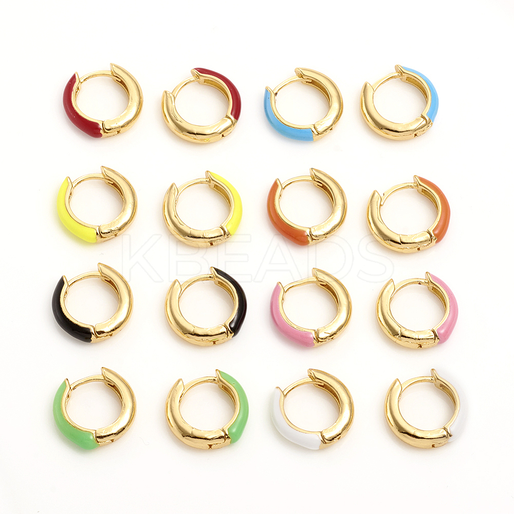 Wholesale Brass Enamel Huggie Hoop Earrings - KBeads.com