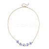 Handmade Flower Printed Porcelain Round Beaded 304 Stainless Steel Snake Chain Necklaces NJEW-JN05361-2