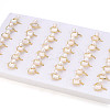 Brass & Natural Pearls Adjustable Open Cuff Rings for Women PEAR-N020-07J-5