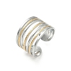 304 Stainless Steel Double Color Cuff Rings RJEW-S635-01GP-B-4