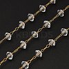 Handmade 304 Stainless Steel Glass Beads Rondelle Link Chains CHS-B011-07G-1