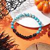 Synthetic Imperial Jasper & Turquoise & Painted Glass Beaded Stretch Bracelet for Women Men BJEW-JB12500-01-1